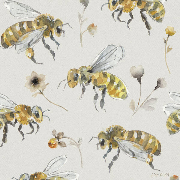 Bees Art Print featuring the painting Fields Of Gold Pattern 13b by Lisa Audit