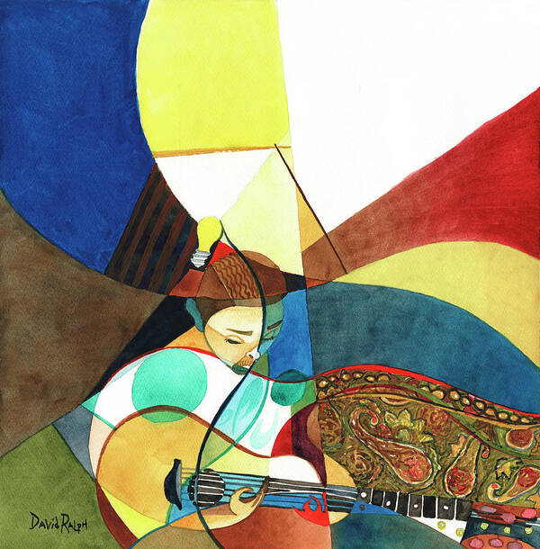 Guitar Art Print featuring the painting Finding Chords by David Ralph