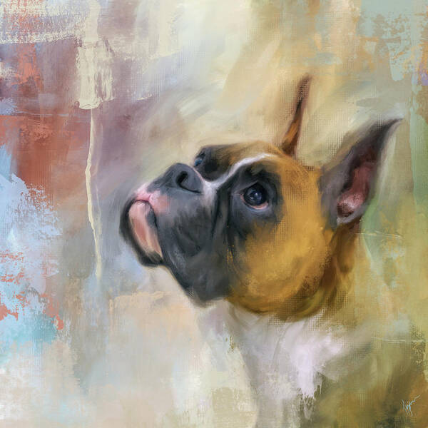 Colorful Art Print featuring the painting Flashy Fawn Boxer by Jai Johnson