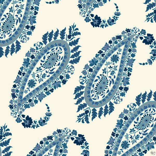 Font Art Print featuring the painting Floral Paisley by Fab Funky