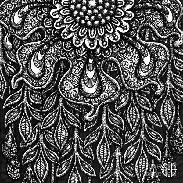 Pen And Ink Art Print featuring the drawing Floriated Ink 14 by Amy E Fraser