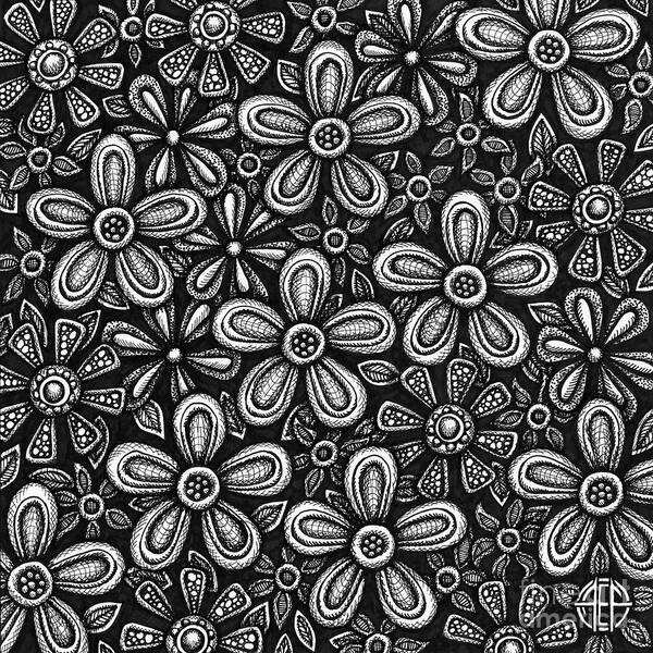 Pen And Ink Art Print featuring the drawing Floriated Ink 2 by Amy E Fraser