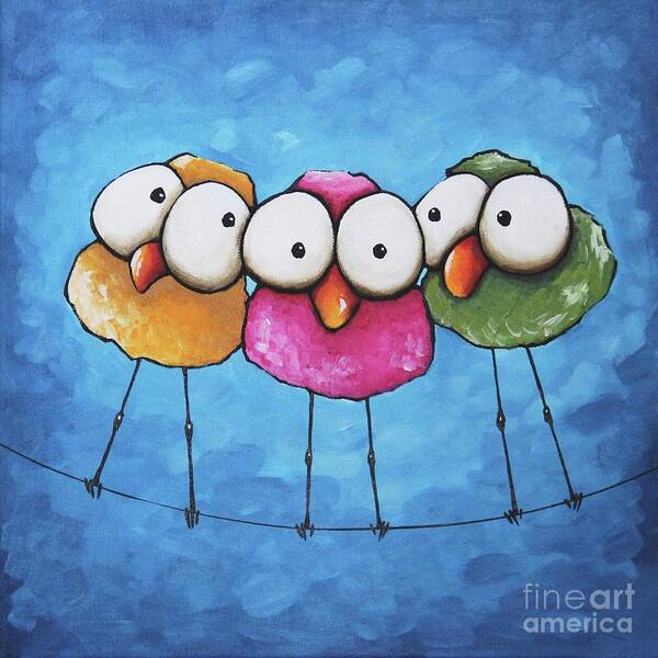 Whimsical Birds Art Print featuring the painting Friends by Lucia Stewart