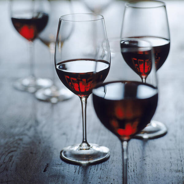 Alcohol Art Print featuring the photograph Glasses Of Red Wine, Close-up by John Foxx