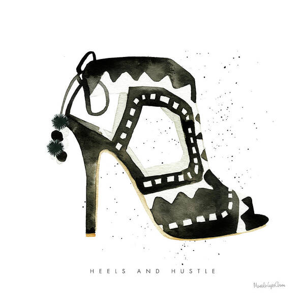 Black Art Print featuring the painting Glitz And Glam V by Mercedes Lopez Charro