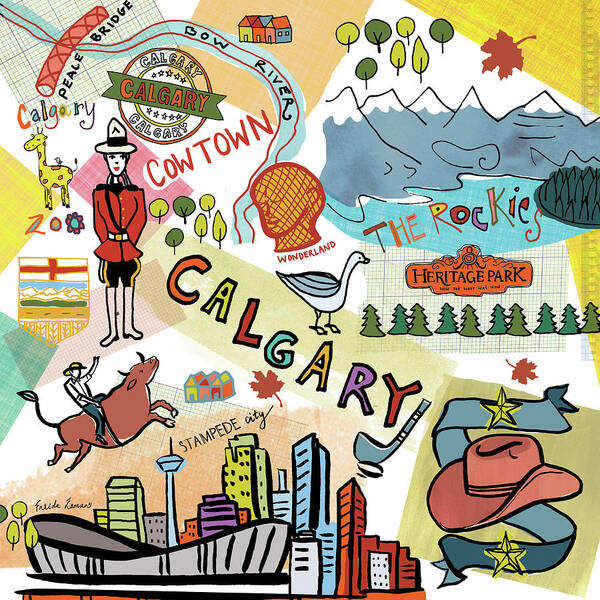 Alberta Art Print featuring the drawing Global Travel Xii V2 by Farida Zaman