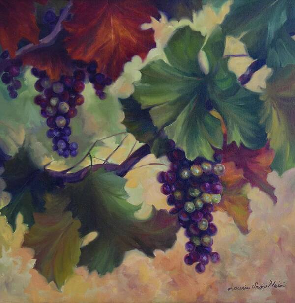 Botanicals Art Print featuring the painting Grapes on Vine by Laurie Snow Hein