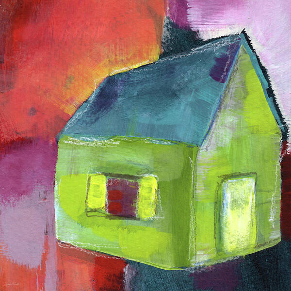House Art Print featuring the painting Green House- Art by Linda Woods by Linda Woods
