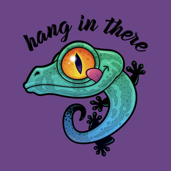 Lizard Art Print featuring the digital art Hang In There Colorful Gecko by John Schwegel