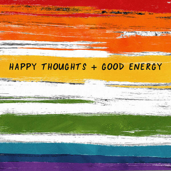 Rainbow Art Print featuring the mixed media Happy Thoughts Rainbow- Art by Linda Woods by Linda Woods