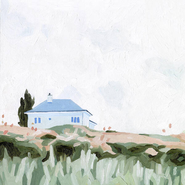 Landscapes & Seascapes+countryside Art Print featuring the painting House On A Hill II by Emma Scarvey
