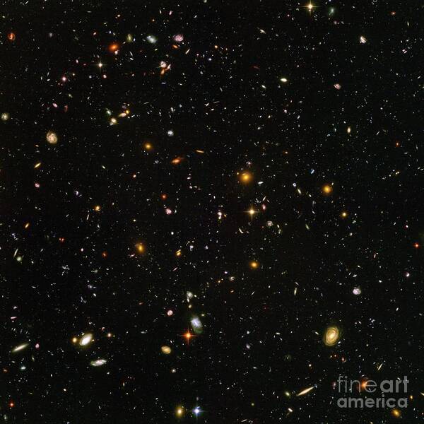 Hubble Ultra Deep Field Art Print featuring the photograph Hubble Ultra Deep Field by Nasa, Esa, And S. Beckwith (stsci) And The Hudf Team/science Photo Library