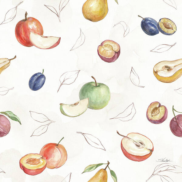 Apples Art Print featuring the mixed media In The Orchard Pattern V by Silvia Vassileva