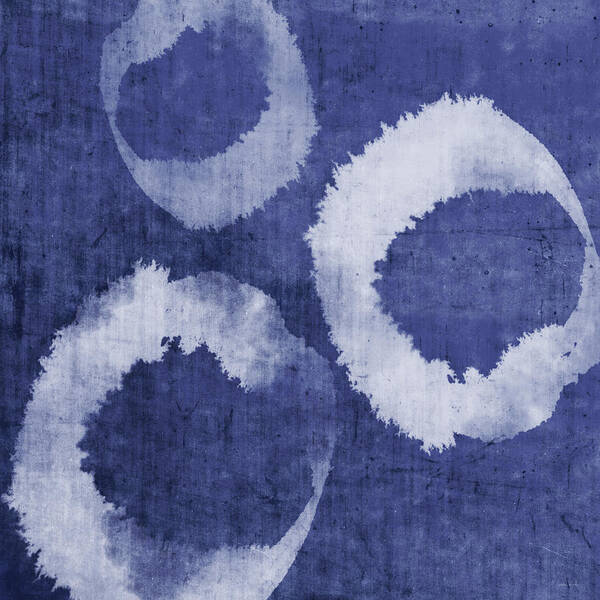 Blue Art Print featuring the painting Indigo Water Rings- Art by Linda Woods by Linda Woods
