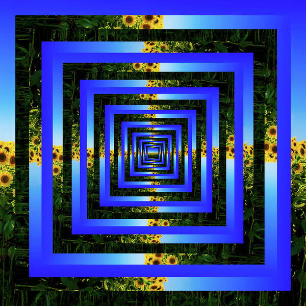 Endless Art Print featuring the digital art Infinity Tunnel Field of Sunflowers by Pelo Blanco Photo