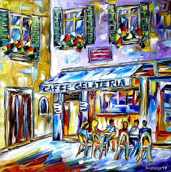 Cafe In Venice Art Print featuring the painting Italian Flair by Mirek Kuzniar