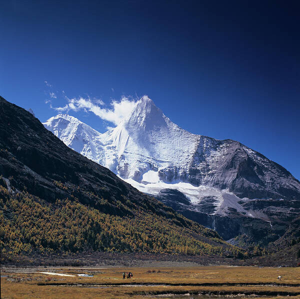 Tranquility Art Print featuring the photograph Jampelyang Sacred Mountains Filmnew22 1 by Wilbur Law