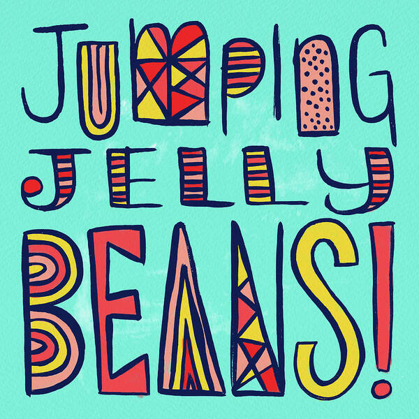Jumping Jelly Beans Art Print featuring the painting Jumping Jelly Beans by Jen Montgomery