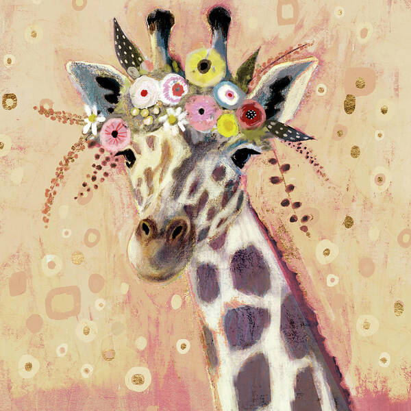 Animals Art Print featuring the painting Klimt Giraffe I by Victoria Borges