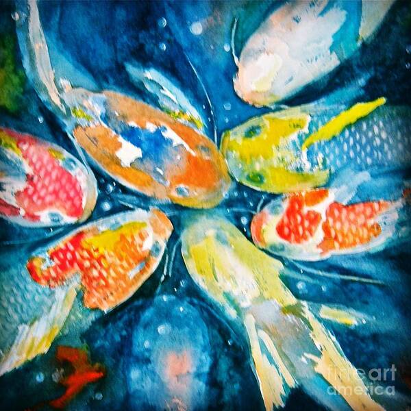 Koi Art Print featuring the painting KOI by Midge Pippel
