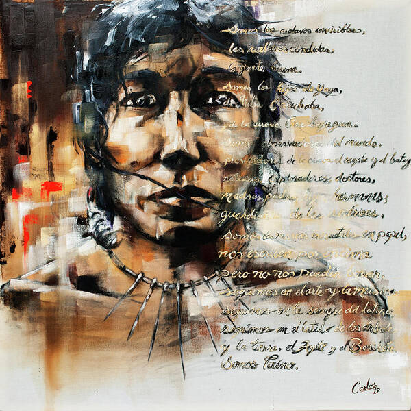 Taino Art Print featuring the painting La Gente Buena - The Good People by Carlos Flores