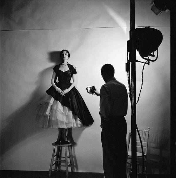 #new2022vogue Art Print featuring the photograph Lighting Test With Model In Adrian Gown by Cecil Beaton