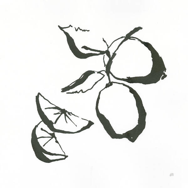 Black Art Print featuring the painting Limes Bw by Chris Paschke