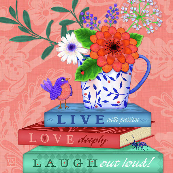 Still Life Art Print featuring the digital art Live Laugh Love by Valerie Drake Lesiak