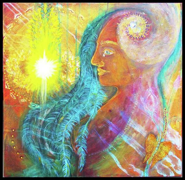 Phoenix Symbolism. Spirals Art Print featuring the painting Mistress of Solutions by Feather Redfox