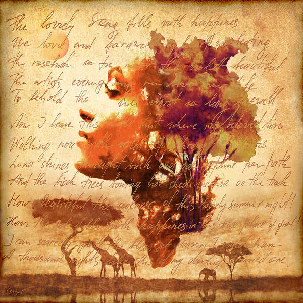 African Savanna Art Print featuring the digital art Mother Earth by Regina Wyatt