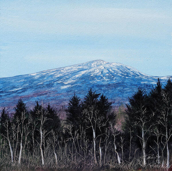 Monadnock Region Art Print featuring the painting Mt. Monadnock Spring Snow by Paul Gaj