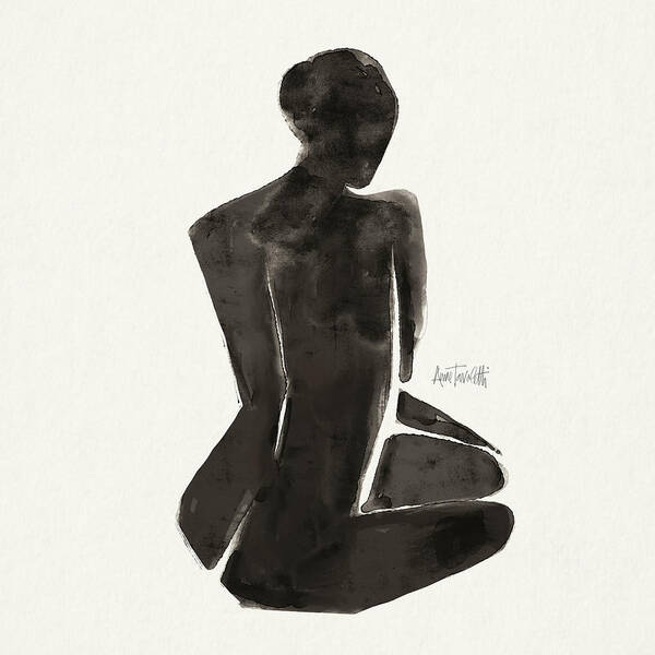 Black Art Print featuring the painting Neutral Nudes I Sq by Anne Tavoletti