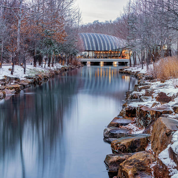 America Art Print featuring the photograph Northwest Arkansas Crystal Bridges Museum With Winter Snow - Square Format by Gregory Ballos