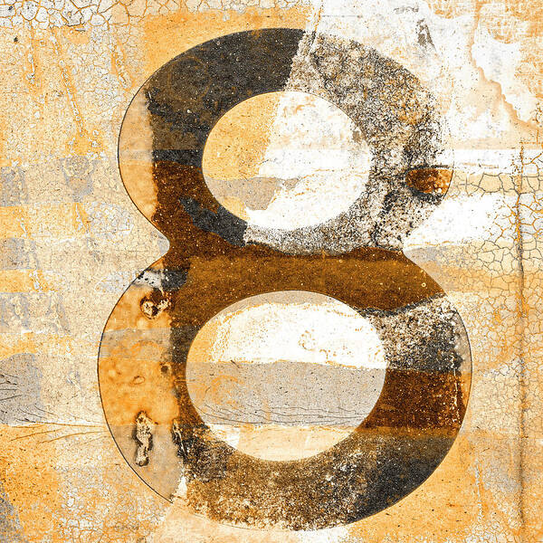 Eight Art Print featuring the mixed media Number 8 in Sepia Brown Beige by Carol Leigh