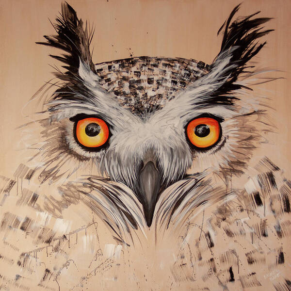 Owl Art Print featuring the painting OL Sketchy by Laurel Bahe