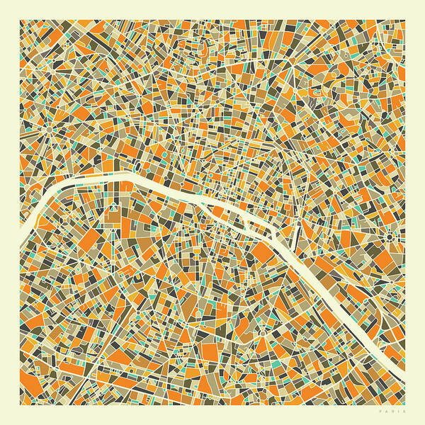 Paris City Map Art Print featuring the digital art Paris Map 1 by Jazzberry Blue