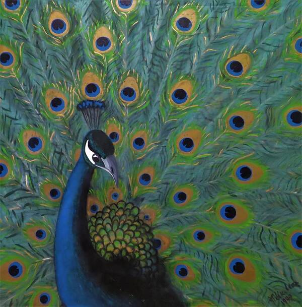 Peacock Art Print featuring the painting Peacock by Joan Stratton
