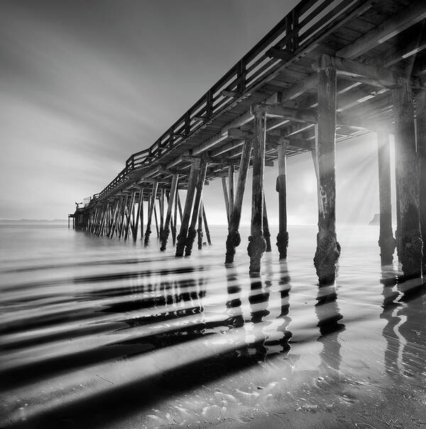 Pier And Shadows Art Print featuring the photograph Pier And Shadows by Moises Levy