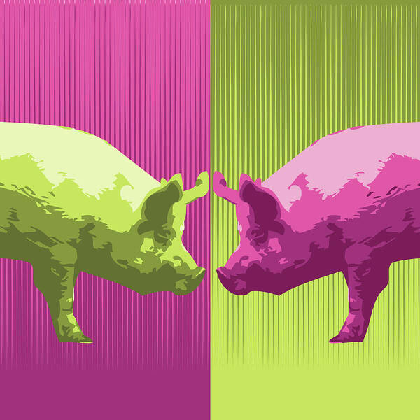 Pig Art Print featuring the digital art Piggs by Ben Grib Design