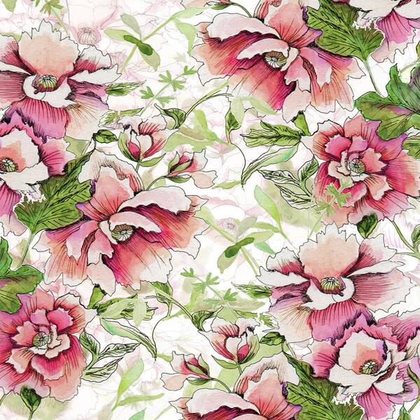 Peony Art Print featuring the painting Pink Peony Blossoms by Sand And Chi