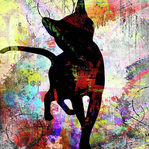 Playful Kitty 1 Art Print featuring the mixed media Playful Kitty 1 by Lightboxjournal