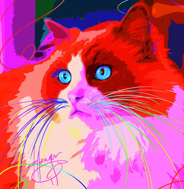 Dizzycats Art Print featuring the painting pOpCat Antonio by DC Langer