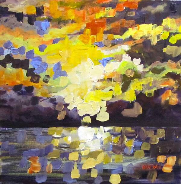 Sky Art Print featuring the painting Primarily Yellow sky by Barbara O'Toole
