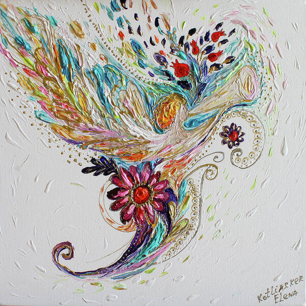 Angels Art Print featuring the painting Pure Abstract #4. Trumpeting angel by Elena Kotliarker