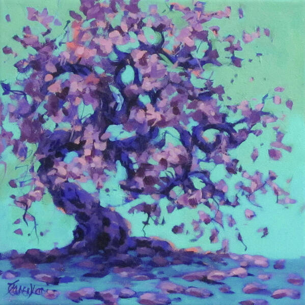 Tree Art Print featuring the painting Purple Tree by Karen Ilari