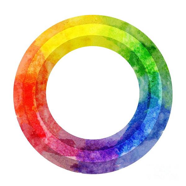 Colorful Art Print featuring the painting Rainbow Color Wheel by Lauren Heller