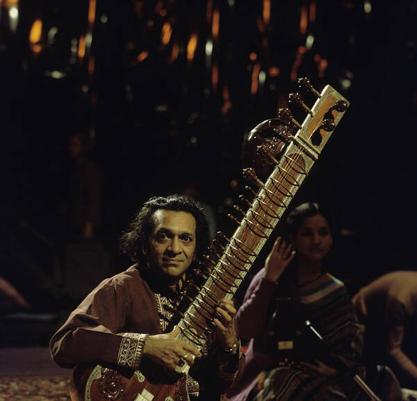 Concert Art Print featuring the photograph Ravi Shankar Performs On Tv Show by Tony Russell