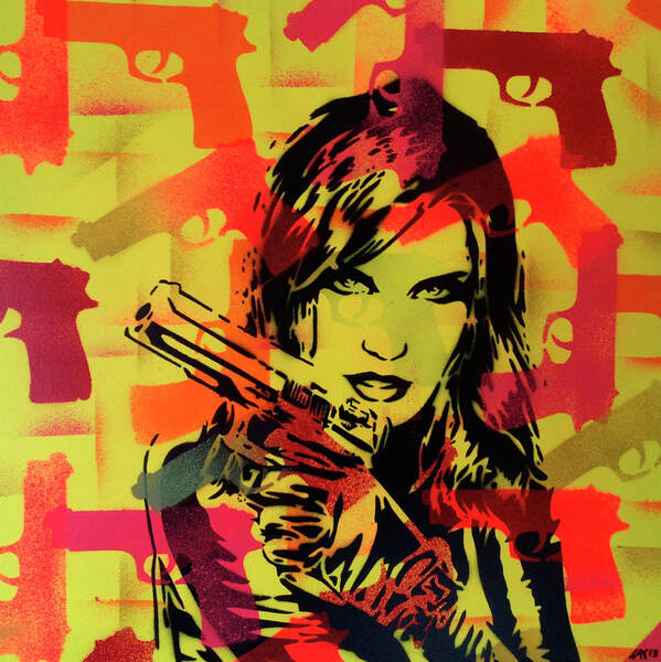 Woman Art Print featuring the mixed media Revolver Yellows by Abstract Graffiti