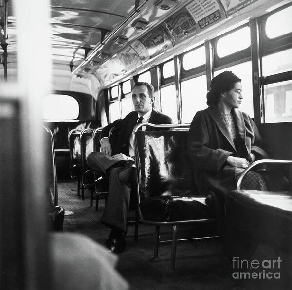 Mature Adult Art Print featuring the photograph Rosa Parks Riding The Bus by Bettmann