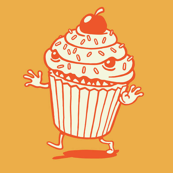 Activity Art Print featuring the drawing Scary Cupcake Running by CSA Images